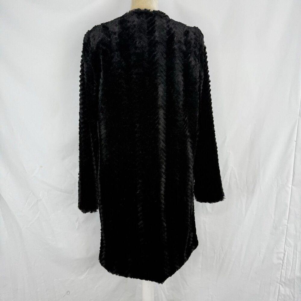 Fever Black Faux Fur Coat Women’s Size S Soft Plush Open Front Jacket - Picture 5 of 16